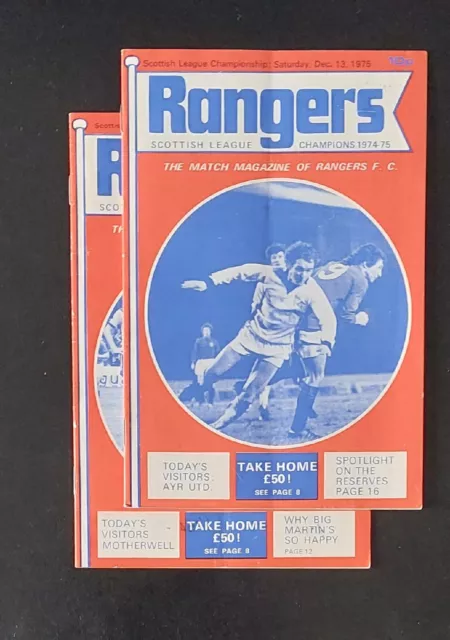 glasgow rangers football programmes X 2