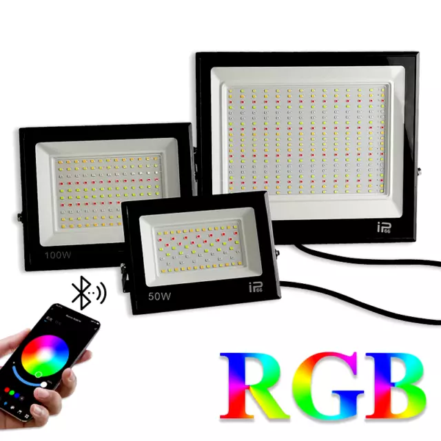 RGB Flood Light Bluetooth Christmas Landscape Waterproof 50W 100W 200W Au Plug