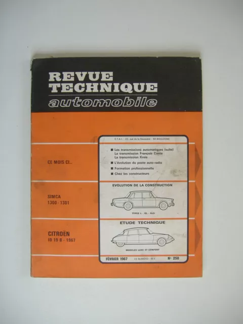 Revue Technique Rta Citroën Id 19 B 1967-Simca 1300 & 1301