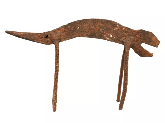 Art African Arte Antique Chameleon Forged Iron Lobi - Iron Item 22,5 CMS