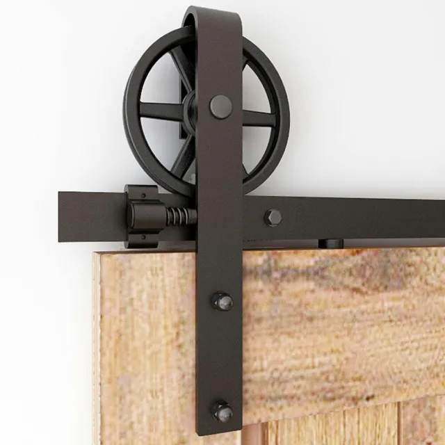 5-12FT Sliding Barn Door Hardware Kit Spoke Big Wheel Closet Steel Track Kit