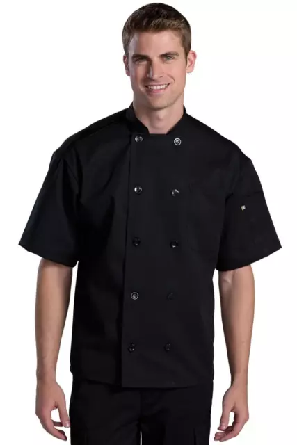 Edwards Unisex 10 Button Short Sleeve Chef Coat With Mesh - 3333 FREE SHIPPING!