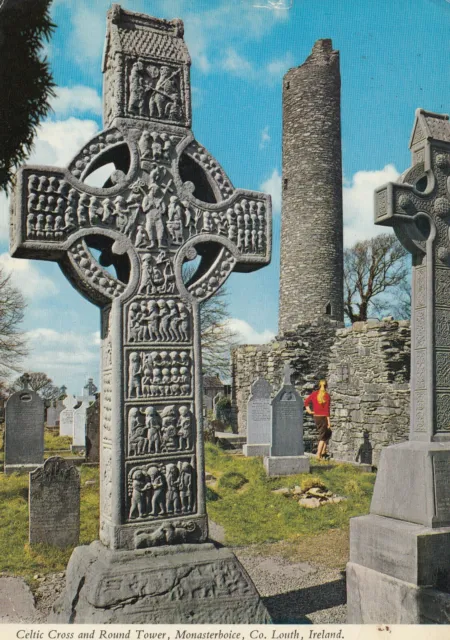 Alte Postkarte - Celtic Cross and Round Tower, Monasterboice, Co. Louth, Ireland