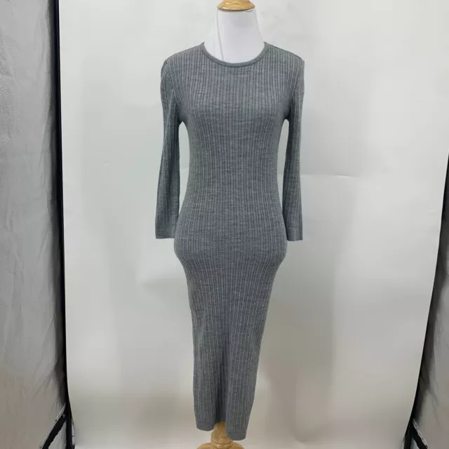 ASOS Sweater Dress Womens 6 Rib Knit Crew Neck Three Quarter Sleeve Midi Bodycon 2