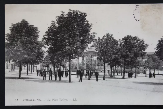TOURCOING Animated CPA Postcard - La Place Thiers