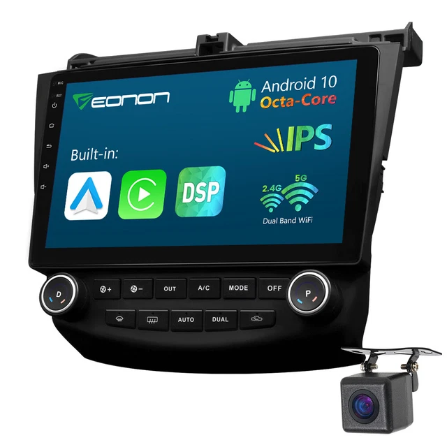 CAM+10.1" 8-Core Android Car Stereo GPS DSP Head Unit for Honda Accord 2003-2007