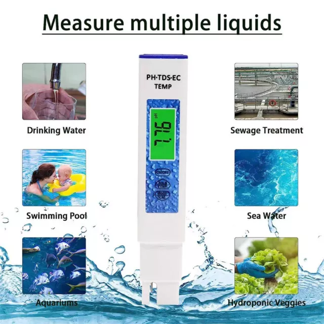 4 In 1 Portable Digital PH EC Meter LCD Tester Pocket Hydroponics Water Test Pen 3