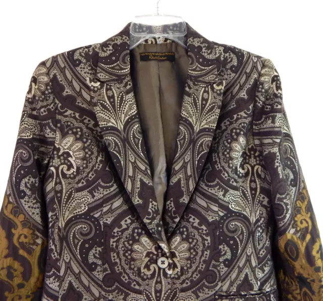 ROBERT GRAHAM dorset blazer jacket brocade metallic floral paisley one button 8 2
