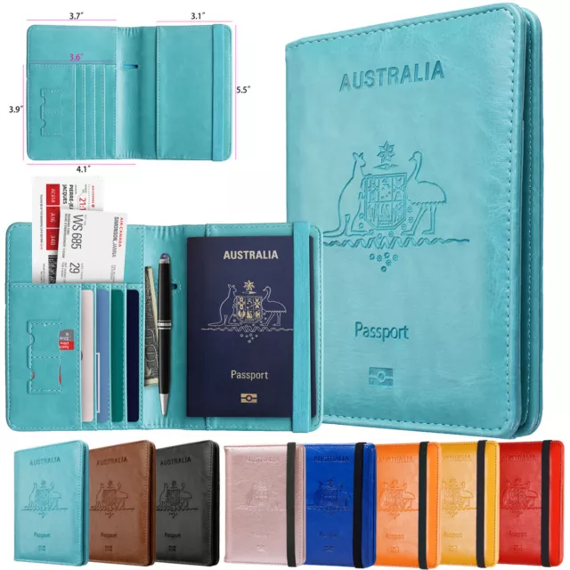 Passport Wallet Holder RFID Blocking PU Leather Travel Bag ID Cards Cover Case