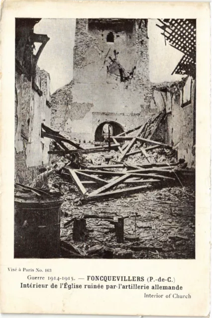 CPA MILITAIRE Foncquevillers, Intérieur de l'Eglise ruinée (315474)