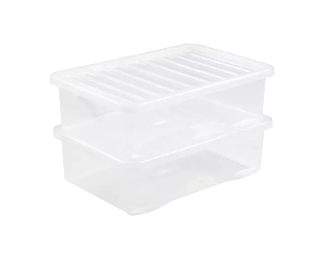 Plastic Storage Boxes Clear Box With Lid Home Office Kitchen Stackable 32 Litre