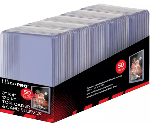 Ultra Pro x50 Thick 130pt TOPLOADERS Rigid Protector + 50 Thick Card Sleeves 2