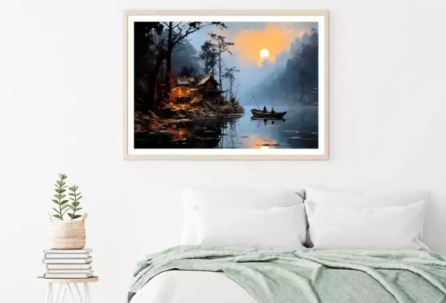 Village River Canvas Painting Print Premium Poster High Quality choose sizes 2