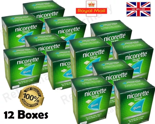 Nicorette Kaugummi Original 2 mg von 210 ~~ (12 Schachteln) ~~~ Ablaufdatum 2025
