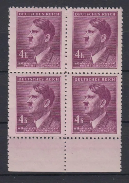 Böhmen + Mähren 103 4er Block mit Unterrand Adolf Hitler 4 K postfrisch