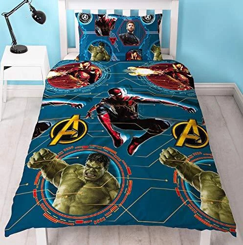 Plancha de cama reversible oficial de Avengers Endgame 2 piezas, funda de edredón individual