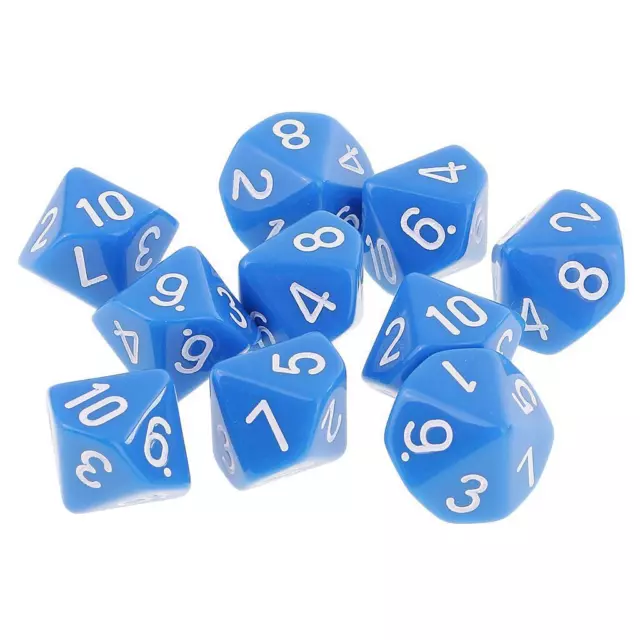 10x D10 Dice 10 Sided Acrylic Dice for  DND RPG Games Blue