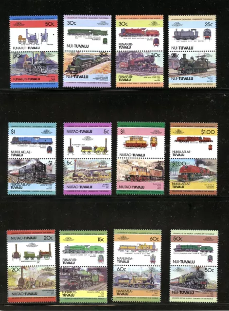 Lot 10252 Mint Collection Of Twenty Eight Tenant Pairs Train Locomotive Tuvalu