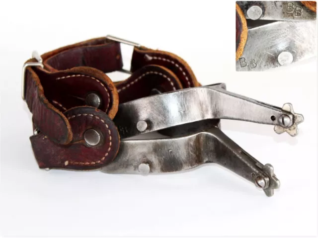 Bob Blackwood Cowboy Spurs with Leather Straps, Western Memorabilia