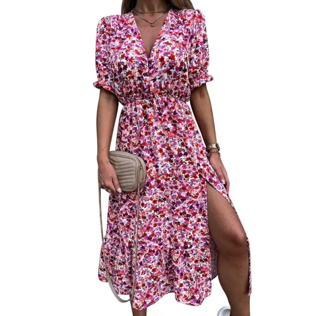 Womens Floral Print Mini Midi Maxi Dress Ladies Summer Holiday Boho Sundress