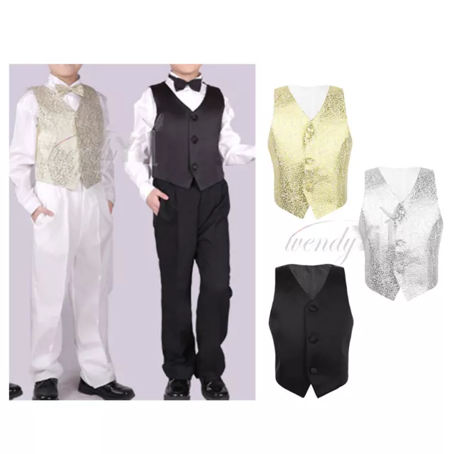 Page Boy Child Kid Toddler Party Wedding Vest Waistcoat Formal Tuxedo Suit 2-14T