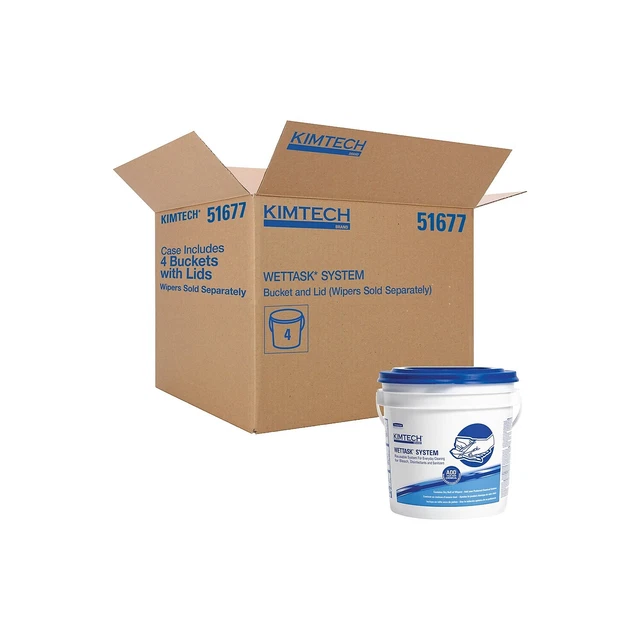 Kimtech WetTask HDPE Wiping System Bucket Blue/White 4/Carton (51677)