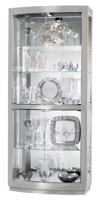 Howard Miller Bradington II Curio Cabinet 680396 Silver Glass Display Case