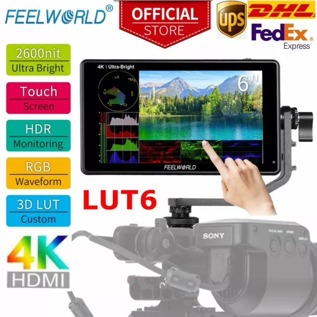 FEELWORLD LUT6  6" 2600nits HDR/3D LUT HDMI Field Monitor 4K for DSLR Camera