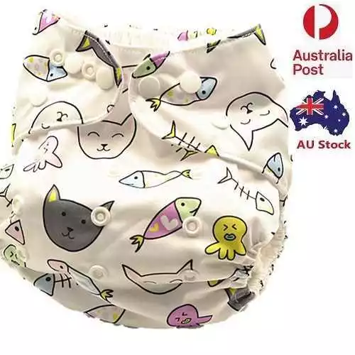 New Modern Cloth Nappy Adjustable Reusable FREE Insert MCN Nappies Nappy (D213)