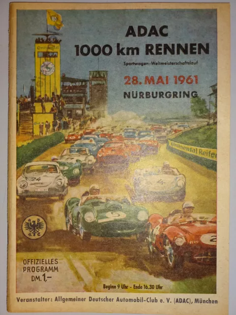 Rennprogramm ADAC 1000 km Rennen Nürburgring 1961,Nordschleife Sportwagen GT DRM