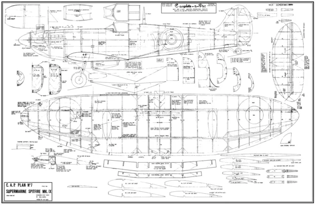 Supermarine Spitfire mk9 56" span C.A.P.7 scale plan set