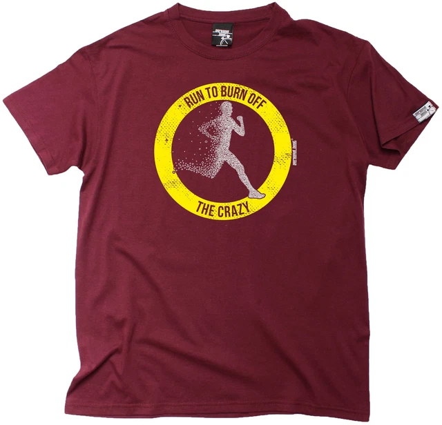T-SHIRT HOMME RUN TO BURN OFF THE CRAZY entraînement cadeau d'anniversaire coureur
