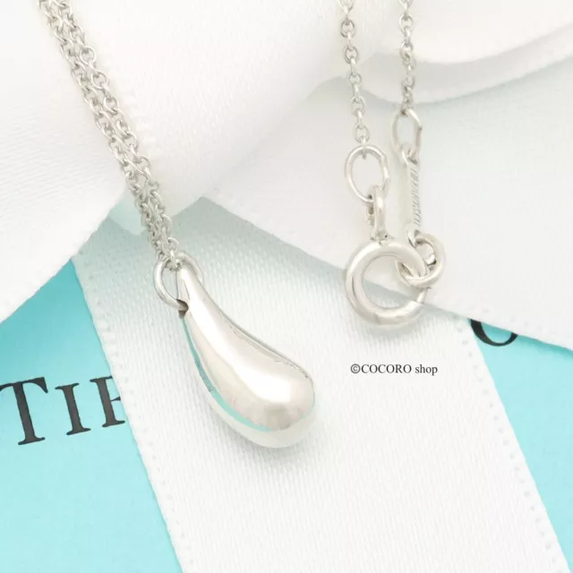 Tiffany & Co. Elsa Peretti Teardrop Necklace Pendant 16.2" Silver 925 w/Pouch