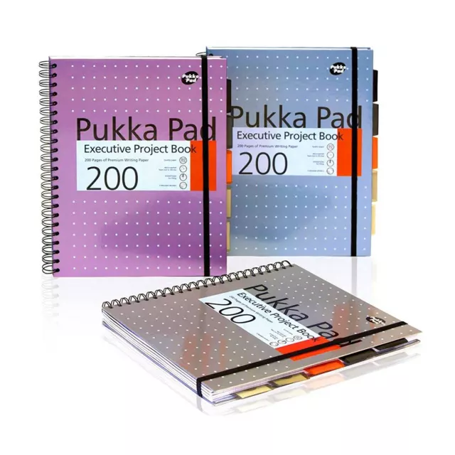 A4 A5 Executive Project Book 200 Pages 8mm Ruled Lines 80GSM Paper - Pukka Pad