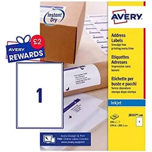 Avery Self Adhesive Parcel Shipping Labels,Inkjet Printers, 1 Label Per A4 Sheet 3