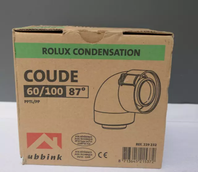 Coude  Ubbink 87° 60/100mm Condensation Sekurit