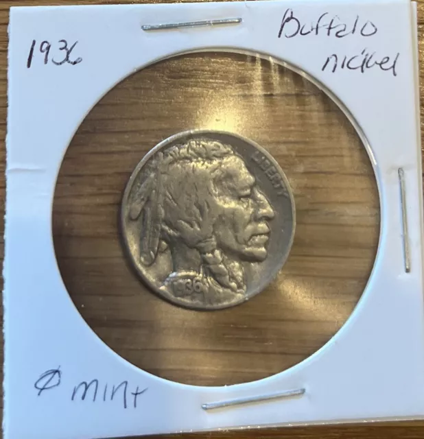 1936 5C Buffalo Nickel NO MINT MARK UNCERTIFIED