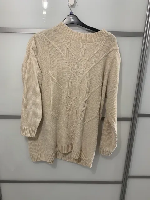 Ladies George Cream Cable Knit  Over Sized Jumper Size Medium