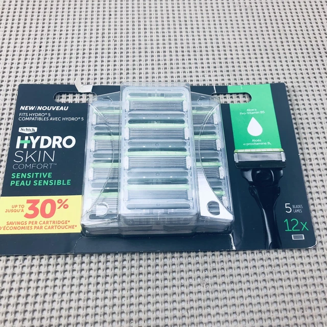 Cuchillas de afeitar Schick Hydro de 5 hojas piel cómoda piel sensible 12 cartuchos
