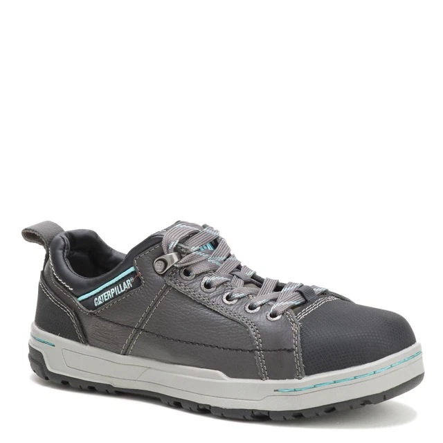 WOMEN'S CATERPILLAR, BRODE Steel Toe Work Shoe P90266 Gray Leather 63.