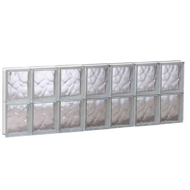 Clearly Secure Glass Block Window 40.25"x15.5" Frameless Wave Pattern Non-Vented