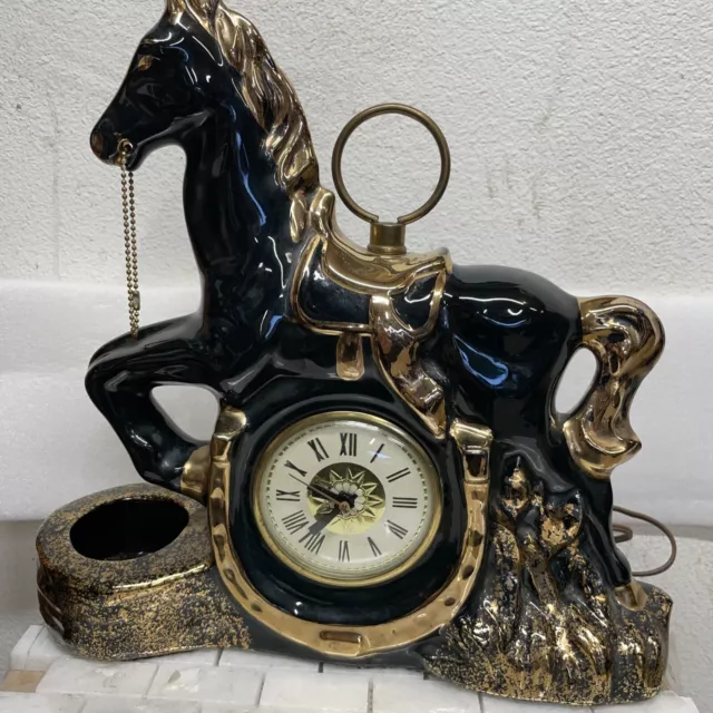 Vintage Lanshire Self Starting  Mantel Horse Clock Model T3 Tested & works