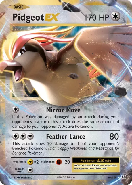 Pidgeot EX 64/108 XY Evolutions Pokemon Card NM