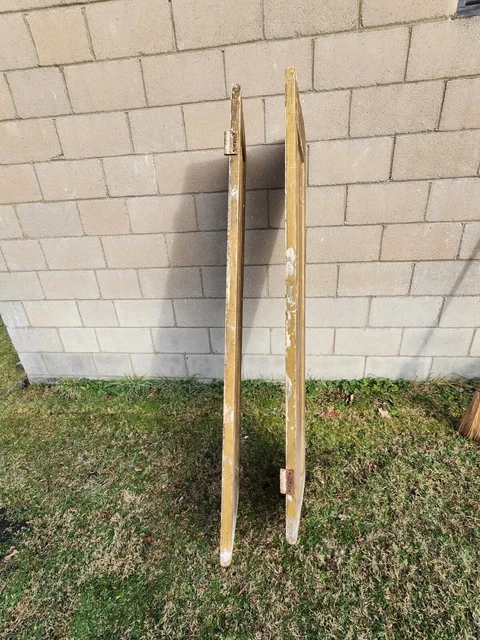 Pair Antique Narrow Sbabby White Cupboard Door 18" W X 69" H Cabinet Chic 4