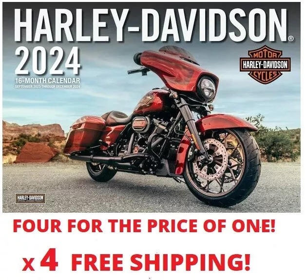 FOUR! 2024 HARLEYDAVIDSON Motorcycles Wall Calendar Jumbo Package Deal