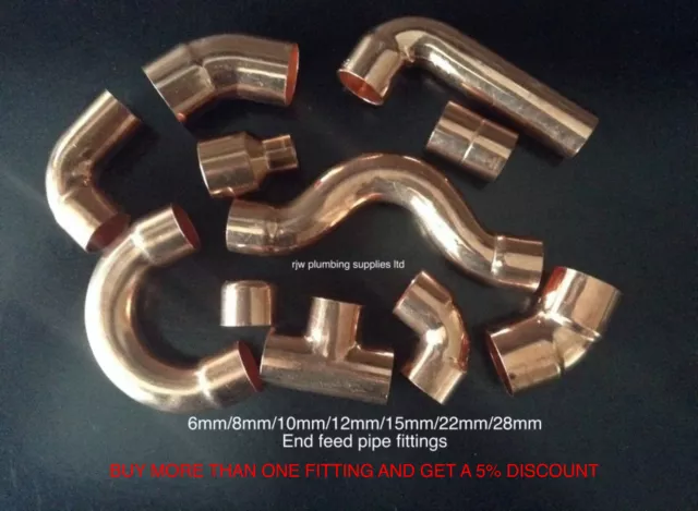 6Mm/8Mm/12Mm/10Mm/15Mm/22Mm/ Copper End Feed Fittings/Plumbing Fittings