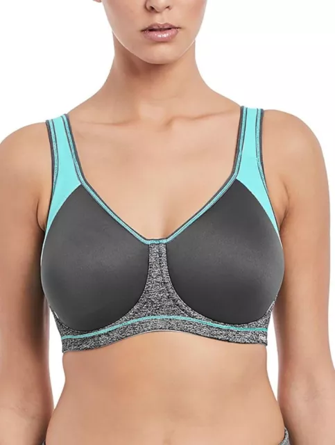 Freya Active Carbon Gray Aqua Underwired Moulded Sports Bra 40I NWT