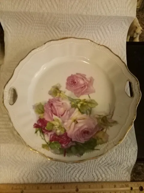 Antique porcelain CT Germany roses serving tray platter dish handpainted