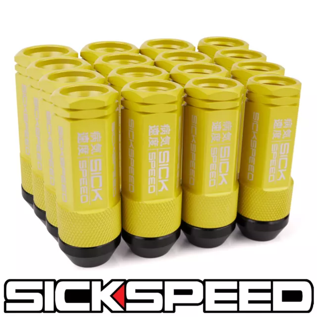 SICKSPEED 16PC Jaune Aluminium Étendu 50MM 2 PC Écrou Écrous Roues 12X1.25 N11