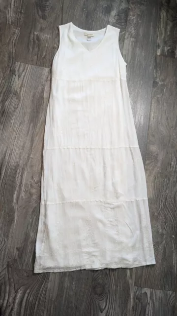Amanda Smith Women's Dress M 100% Rayon gauze sleeveless embroidered sequin maxi